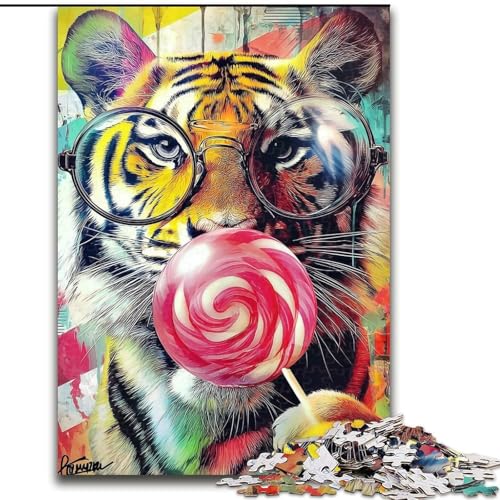 Puzzle für Erwachsene, 1000 Teile, Graffiti-Tiger, 1000 Teile, Puzzle für Erwachsene, Lernspiel, Herausforderungsspielzeug (Größe 26x38cm) von WGLINGX