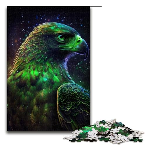 Puzzle für Erwachsene, 1000 Teile, Grüner Adler, Puzzle für Erwachsene, Holzpuzzle, lustige Spiele (Größe 50 x 75 cm) von WGLINGX
