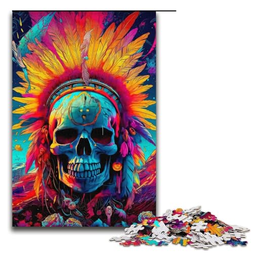 Puzzle für Erwachsene, 1000 Teile, Häuptling-Totenkopf-Puzzle für Papier, Lernspiel, Herausforderungsspielzeug (Größe 38 x 26 cm) von WGLINGX