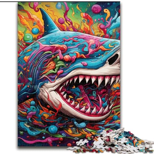 Puzzle für Erwachsene, 1000 Teile, Hai-Puzzle, anspruchsvolles DIY-Denkspiel, interaktives Familienspiel (Größe 26x38cm) von WGLINGX