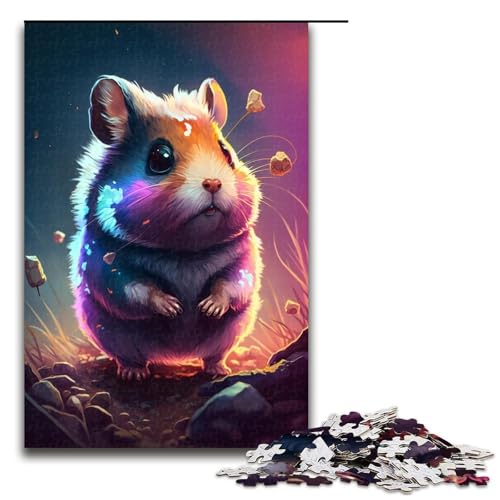 Puzzle für Erwachsene, 1000 Teile, Hamster-Malpuzzle für Erwachsene, Holzpuzzle, Denksportaufgabe (Größe 50 x 75 cm) von WGLINGX