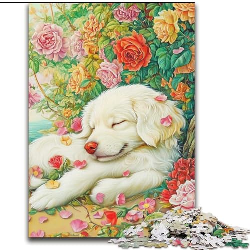 Puzzle für Erwachsene, 1000 Teile, Happy Golden Retriever, Puzzle für Erwachsene, 1000 Teile, für Teenager, Familien-Lernspiele, Heimdekoration, Geschenk (Größe 50x75cm) von WGLINGX