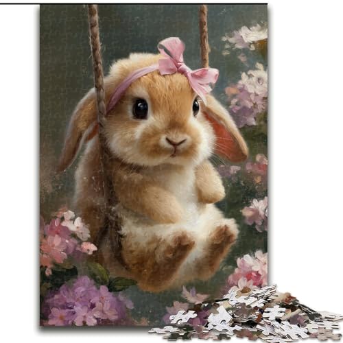 Puzzle für Erwachsene, 1000 Teile, Hasenblumen, Puzzle, 1000 Teile, Heimdekorationsgeschenk, Denkspiel (Größe 26x38cm) von WGLINGX