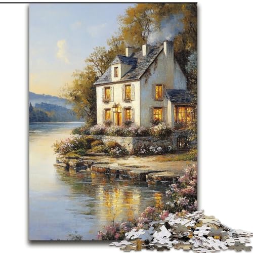 Puzzle für Erwachsene, 1000 Teile, Hausmalerei, 1000 Teile, Puzzle für Erwachsene, Lernspiel, Herausforderungsspielzeug (Größe 50x75cm) von WGLINGX