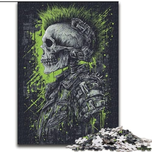 Puzzle für Erwachsene, 1000 Teile, Heavy-Metal-Totenkopf, Holzpuzzle für Erwachsene, Familienaktivitätsspiel für Teenager, anspruchsvolles Denkspiel (Größe 50x75cm) von WGLINGX