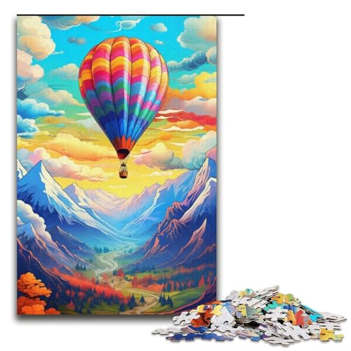 Puzzle für Erwachsene, 1000 Teile, Heißluftballon mit Bergen, Puzzle für Erwachsene, Kartonpuzzle, lustige Spiele (Größe 38 x 26 cm) von WGLINGX