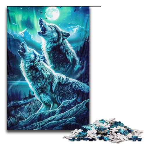 Puzzle für Erwachsene, 1000 Teile, Heulende Wölfe auf dem Berg, Spaß für die ganze Familie, Puzzle-Geschenke für Freunde und Familie, für Teenager ab 14 Jahren (Größe 50 x 75 cm) von WGLINGX
