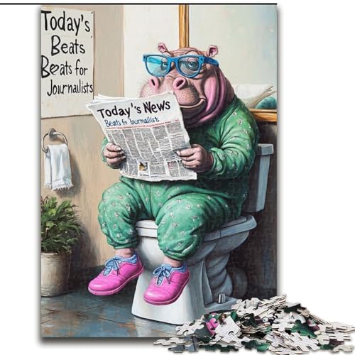 Puzzle für Erwachsene, 1000 Teile, Hippo Go-Toiletten-Puzzle, ideales Weihnachts- oder Geburtstagsgeschenk, Partyspiel-Spielzeug (Größe 50x75cm) von WGLINGX