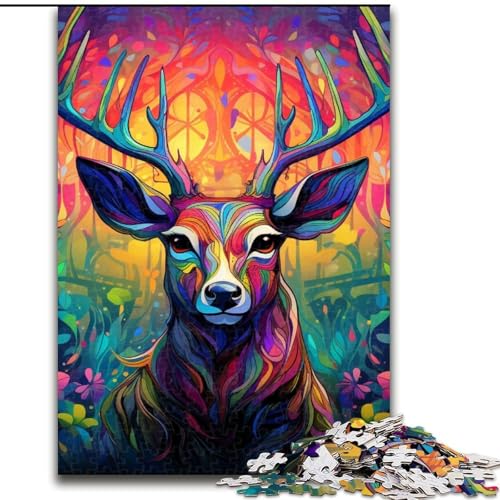 Puzzle für Erwachsene, 1000 Teile, Hirsch, psychedelische Kunst, 1000 Teile, Puzzle für Erwachsene, Lernspielzeug (Größe 50x75cm) von WGLINGX