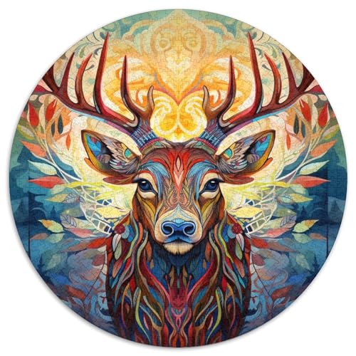 Puzzle für Erwachsene, 1000 Teile, Hirsch, psychedelische Kunst, runde Puzzles aus Karton, anspruchsvolle DIY-Kunst für Enthusiasten, Entspannung 67,5 x 67,5 cm Puzzle für Erwachsene, 1000 Teile, Hirsch, psychedelische Kunst, runde Puzzles aus Karton, anspruchsvolle DIY-Kunst für Enthusiasten, Entspannung 67,5 x 67,5 cm von WGLINGX
