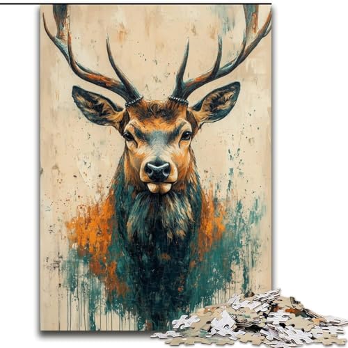Puzzle für Erwachsene, 1000 Teile, Hirsch in Bergen und Flüssen, Puzzle 1000 Teile, Heimdekorationsgeschenk, Denkspiel (Größe 26x38cm) von WGLINGX