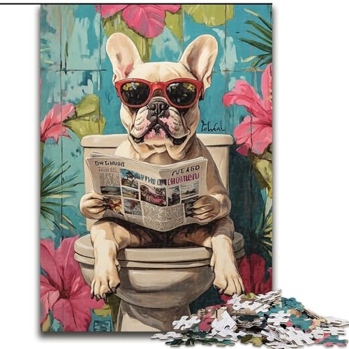 Puzzle für Erwachsene, 1000 Teile, Hund liest Zeitung, 1000 Teile, Puzzle für Erwachsene, Lernspiel, Herausforderungsspielzeug (Größe 26x38cm) von WGLINGX