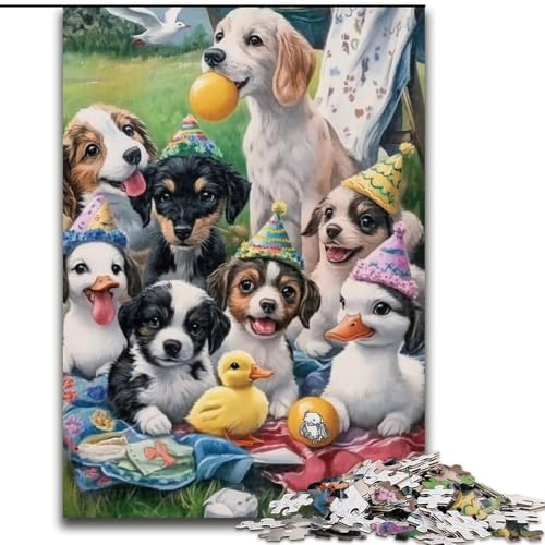 Puzzle für Erwachsene, 1000 Teile, Hundepicknick, Papppuzzle für Erwachsene, Familienaktivitätsspiel für Teenager, anspruchsvolles Denkspiel (Größe 26x38cm) von WGLINGX
