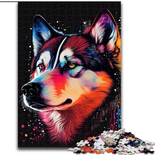 Puzzle für Erwachsene, 1000 Teile, Husky-Farbpuzzle für Erwachsene, anspruchsvolles Denkspiel für Teenager, perfekt als Heimdekoration oder Geschenk, Größe 50x75cm von WGLINGX