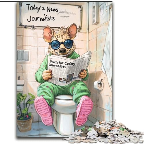 Puzzle für Erwachsene, 1000 Teile, Hyena Go Toilet, Papppuzzle, anspruchsvolle DIY-Kunst für Enthusiasten, Entspannung (Größe 26x38cm) von WGLINGX