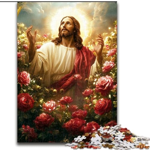 Puzzle für Erwachsene, 1000 Teile, Jesus im Garten, Holzpuzzle, interaktives Familienspiel, geeignet für Kinder ab 14 Jahren (Größe 50x75cm) von WGLINGX