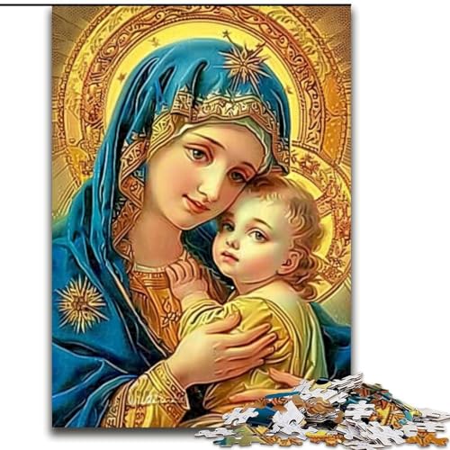 Puzzle für Erwachsene, 1000 Teile, Jungfrau Maria, anspruchsvolle Puzzles, Spaß für die ganze Familie, Basteln, perfekt für Geburtstage, Feiertage (Größe 26x38cm) von WGLINGX
