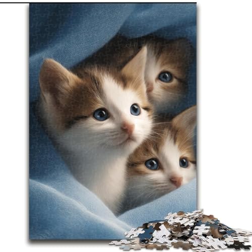 Puzzle für Erwachsene, 1000 Teile, Kätzchen, anspruchsvolle Puzzles, Spaß für die ganze Familie, Basteln, perfekt für Geburtstage, Feiertage (Größe 26x38cm) von WGLINGX