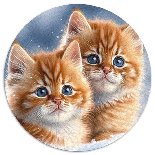Puzzle für Erwachsene, 1000 Teile, Kätzchen im Schnee, Papppuzzle mit interaktivem Familienspiel, Kinder ab 14 Jahren (67,5 x 67,5 cm) von WGLINGX