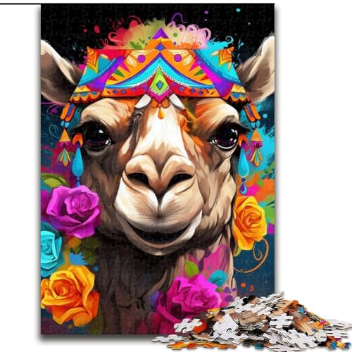 Puzzle für Erwachsene, 1000 Teile, Kamel mit Blumen, ideales Weihnachts- oder Geburtstagsgeschenk, Partyspiel-Spielzeug (Größe 50x75cm) von WGLINGX