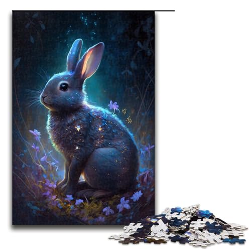 Puzzle für Erwachsene, 1000 Teile, Kaninchen, Blume, Galaxie, Puzzle für Erwachsene und Teenager, Holzpuzzle, Lernspielzeug (Größe 50 x 75 cm) von WGLINGX