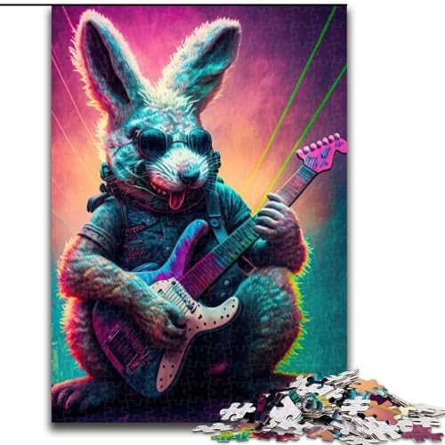 Puzzle für Erwachsene, 1000 Teile, Kaninchen, Gitarre, Tier-Puzzle für Erwachsene, 1000 Teile, anspruchsvolles DIY-Denkspiel für Teenager, Größe 50x75cm von WGLINGX