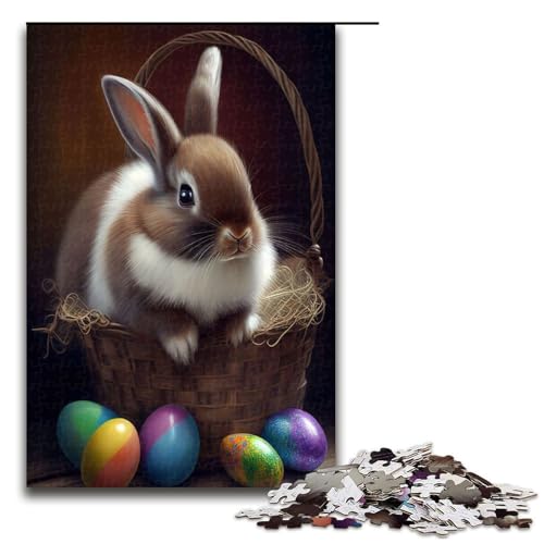 Puzzle für Erwachsene, 1000 Teile, Kaninchen, Osterhase, Tier-Puzzles für Erwachsene und Teenager, Holzpuzzle, Lernspielzeug (Größe 50 x 75 cm) von WGLINGX
