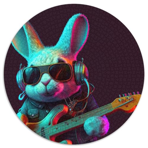 Puzzle für Erwachsene, 1000 Teile, Kaninchen-Gitarren-Tierpuzzle für Erwachsene, EIN tolles Geschenk für Familienspaß (67,5x67,5cm) von WGLINGX