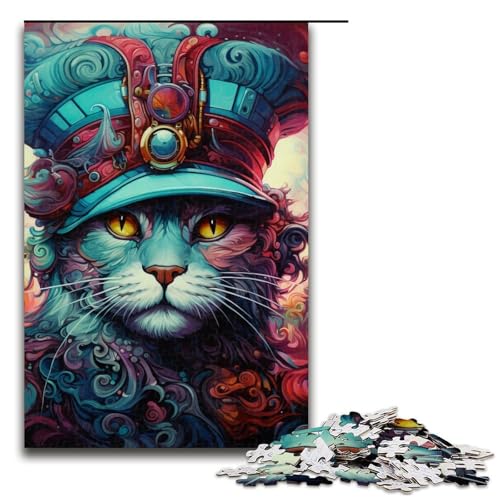 Puzzle für Erwachsene, 1000 Teile, Katze im Hut, Puzzle für Erwachsene, Holzpuzzle, lustige Spiele, 19,69 x 29,53 Zoll Puzzle für Erwachsene, 1000 Teile, Katze im Hut, Puzzle für Erwachsene, Holzpuzzle, lustige Spiele, 19,69 x 29,53 Zoll von WGLINGX