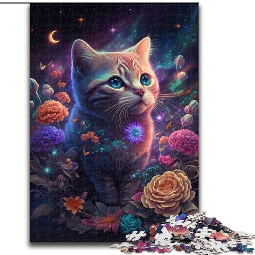 Puzzle für Erwachsene, 1000 Teile, Katze und Blume, Neon-Holzpuzzle, perfekt für Familienspaß an Geburtstagen, Weihnachten, Größe 50x75cm Puzzle für Erwachsene, 1000 Teile, Katze und Blume, Neon-Holzpuzzle, perfekt für Familienspaß an Geburtstagen, Weihnachten, Größe 50x75cm von WGLINGX