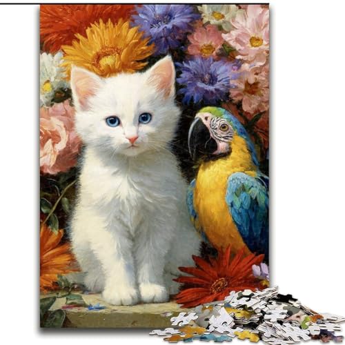 Puzzle für Erwachsene, 1000 Teile, Katze und Papagei, 1000-teiliges Puzzle für den Familienspieleabend, Heimdekoration und Gehirntrainingsgeschenk (Größe 50x75cm) von WGLINGX