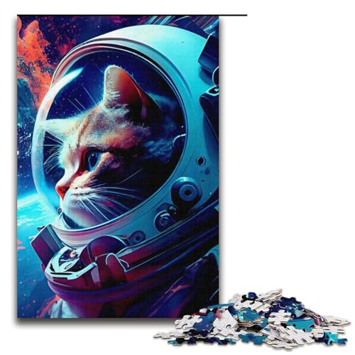 Puzzle für Erwachsene, 1000 Teile, Katzen-Astronauten-Puzzle – anspruchsvolles Spiel, 38 x 26 cm von WGLINGX