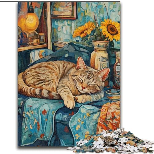 Puzzle für Erwachsene, 1000 Teile, Katzen-Holzpuzzle für Erwachsene, interaktives Familienspiel, Gehirn-Herausforderungsgeschenk (Größe 50x75cm) von WGLINGX