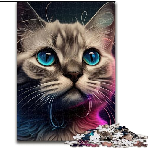 Puzzle für Erwachsene, 1000 Teile, Katzen-Pop-Art-Tiergesicht, Holzpuzzle, Geburtstage, Weihnachten, Halloween, Erntedankfest, Ostern, Größe 26x38cm Puzzle für Erwachsene, 1000 Teile, Katzen-Pop-Art-Tiergesicht, Holzpuzzle, Geburtstage, Weihnachten, Halloween, Erntedankfest, Ostern, Größe 26x38cm von WGLINGX