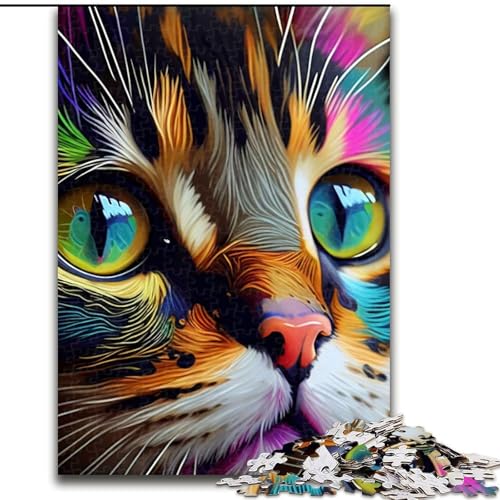 Puzzle für Erwachsene, 1000 Teile, Katzen-Pop-Art-Tiergesicht-Puzzle, 1000 Teile für Erwachsene mit interaktivem Familienspiel, Kinder ab 14 Jahren, Größe 26x38cm Puzzle für Erwachsene, 1000 Teile, Katzen-Pop-Art-Tiergesicht-Puzzle, 1000 Teile für Erwachsene mit interaktivem Familienspiel, Kinder ab 14 Jahren, Größe 26x38cm von WGLINGX