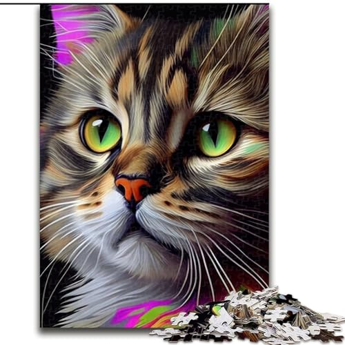 Puzzle für Erwachsene, 1000 Teile, Katzen-Pop-Art-Tiergesicht-Puzzle, 1000 Teile für Erwachsene mit interaktivem Familienspiel, Kinder ab 14 Jahren, Größe 26x38cm Puzzle für Erwachsene, 1000 Teile, Katzen-Pop-Art-Tiergesicht-Puzzle, 1000 Teile für Erwachsene mit interaktivem Familienspiel, Kinder ab 14 Jahren, Größe 26x38cm von WGLINGX