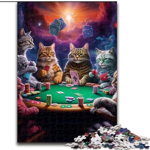 Puzzle für Erwachsene, 1000 Teile, Katzen Spielen Poker, Puzzle für Geburtstage, Feiertage und besondere Anlässe (Größe 26x38cm) von WGLINGX