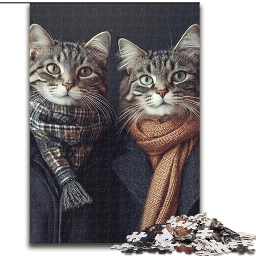 Puzzle für Erwachsene, 1000 Teile, Katzenpaar, Papppuzzle, Denkspiel für Teenager, Spieleabend mit der Familie (Größe 26x38cm) von WGLINGX