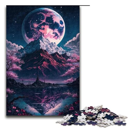 Puzzle für Erwachsene, 1000 Teile, Kirschblüten-Berg, Puzzles für Holzpuzzle, Lernspiel, Herausforderungsspielzeug (Größe 50 x 75 cm) von WGLINGX