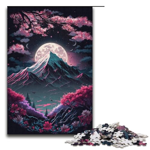 Puzzle für Erwachsene, 1000 Teile, Kirschblüten-Berg, lustiges Puzzle für die ganze Familie, Stressabbau, Urlaub zu Hause, Zeit totschlagen (Größe 38 x 26 cm) von WGLINGX