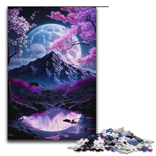 Puzzle für Erwachsene, 1000 Teile, Kirschblüten-Berg-Puzzle, anspruchsvolles Spielspielzeug, einzigartiges Geburtstagsgeschenk (Größe 38 x 26 cm) von WGLINGX