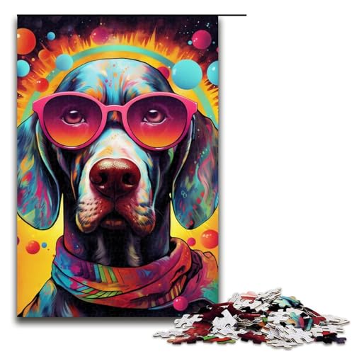 Puzzle für Erwachsene, 1000 Teile, Kopfhörer, Hund, Stressabbau, geeignet für Paare (Größe 50 x 75 cm) von WGLINGX