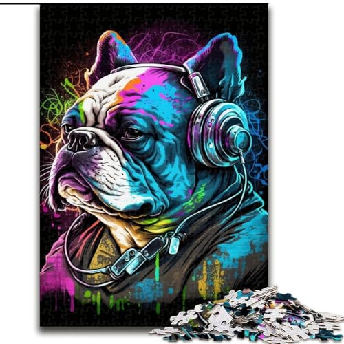 Puzzle für Erwachsene, 1000 Teile, Kopfhörer-Bulldogge, 1000 Teile, Puzzle-Geschenke, spannende Aktivität für den Spieleabend mit der Familie (Größe 50x75cm) von WGLINGX