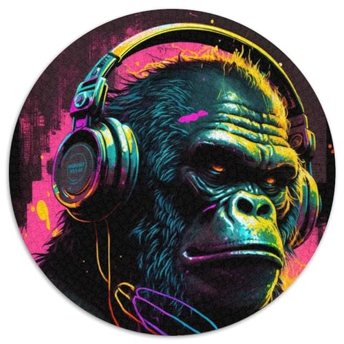 Puzzle für Erwachsene, 1000 Teile, Kopfhörer-Gorilla, Puzzles für Erwachsene für Jugendliche, Lernspiele, Geschenke (67,5x67,5cm) von WGLINGX