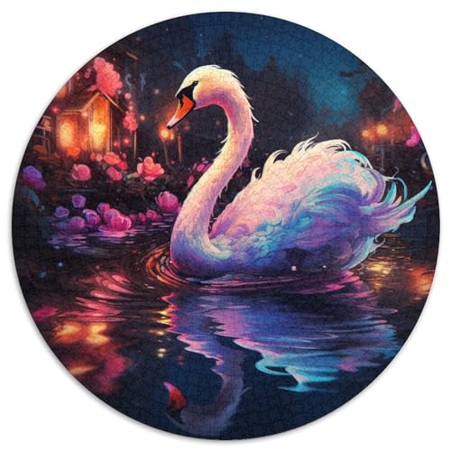 Puzzle für Erwachsene, 1000 Teile, Kunst, Tiere, Flamingos, rund, interaktives Familienpuzzle, Denksportaufgabe, Geschenk, Lernspielzeug (67,5 x 67,5 cm) von WGLINGX
