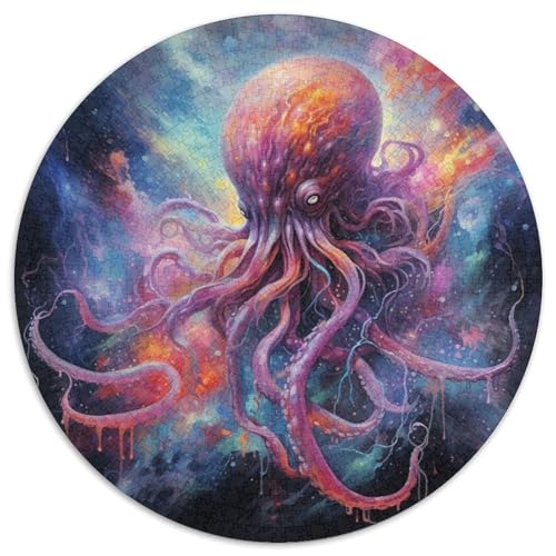 Puzzle für Erwachsene, 1000 Teile, Kunst-Aquarell-Oktopus-Papppuzzle mit interaktivem Familienspiel, Kinder ab 14 Jahren (67,5 x 67,5 cm) von WGLINGX