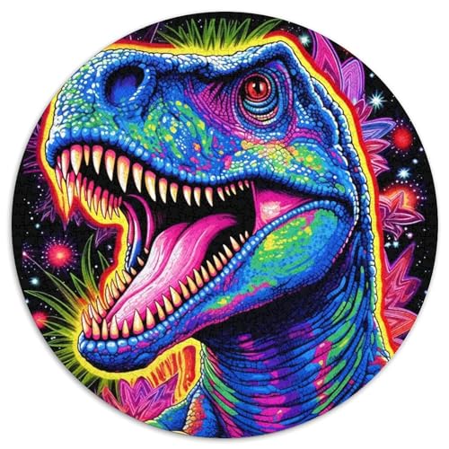 Puzzle für Erwachsene, 1000 Teile, Kunst-Dinosaurier, rund, interaktives Familienspiel, Heimdekoration zum Selbermachen, anspruchsvolles Denksport-Geschenk (67,5 x 67,5 cm) von WGLINGX
