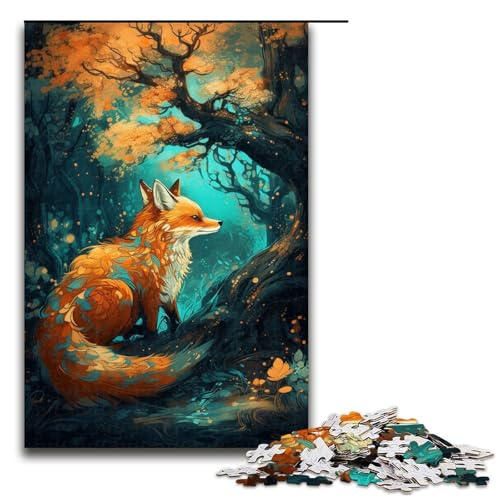 Puzzle für Erwachsene, 1000 Teile, Kunst-Fuchs unter dem Baum, Familiendekoration, 50 x 75 cm von WGLINGX