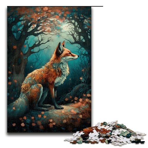 Puzzle für Erwachsene, 1000 Teile, Kunst-Fuchs unter dem Baum, Familiendekoration, 50 x 75 cm von WGLINGX