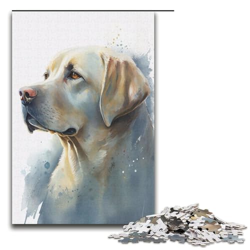 Puzzle für Erwachsene, 1000 Teile, Labrador, Aquarell-Tier-Puzzle, Papppuzzle für Erwachsene, Erwachsene (Größe 38 x 26 cm) von WGLINGX